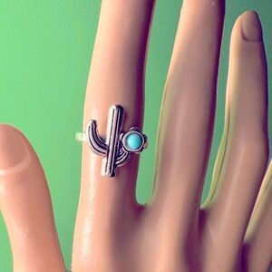 SALE🎁Silver Plated Cactus Ring with Turquoise Accent